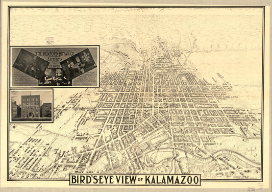 Bird's-eye view of Kalamazoo (1908) – Historic Bird’s-Eye View Panorama Print