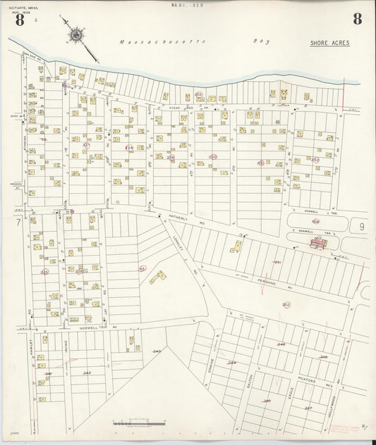 Sanborn Fire Insurance Map from Scituate, Plymouth County, Massachusetts (1944), Sheet #0008 - Historic Sanborn Fire Insurance Map Print, vintage old map wall art, antique decor, genealogy gift, Massachusetts Massachusetts map