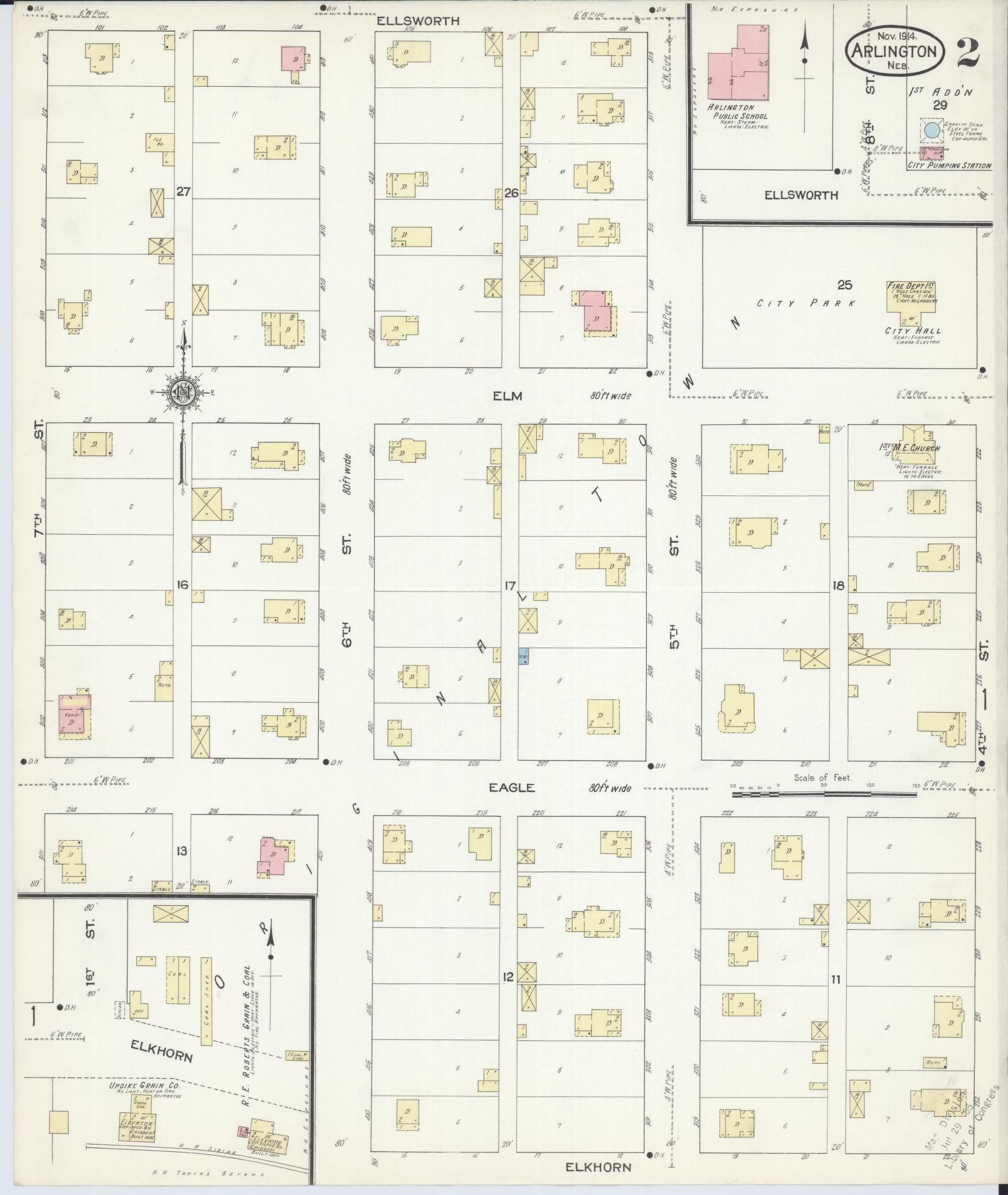 Sanborn Fire Insurance Map from Arlington, Washington County, Nebraska (1914), Sheet #0002 - Complete Map Set gallery image, historic Sanborn map, vintage wall art, Nebraska Nebraska