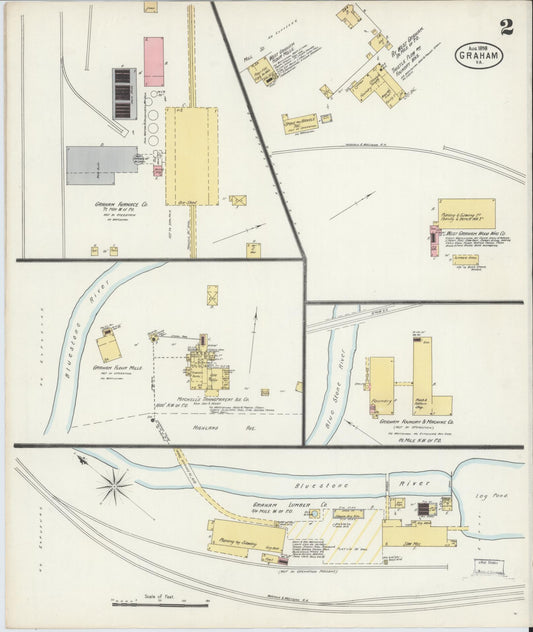 Sanborn Fire Insurance Map from Graham, Tazewell County, Virginia (1898), Sheet #0002 - Historic Sanborn Fire Insurance Map Print, vintage old map wall art, antique decor, genealogy gift, Virginia Virginia map