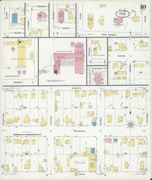 Sanborn Fire Insurance Map from Peru, La Salle County, Illinois (1909), Sheet #0010 - Historic Sanborn Fire Insurance Map Print, vintage old map wall art, antique decor, genealogy gift, Illinois Illinois map