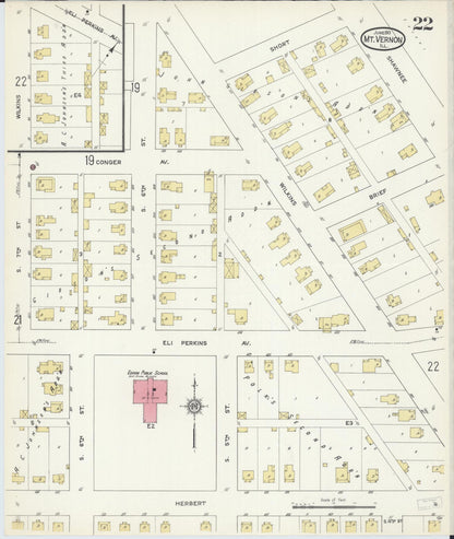 Sanborn Fire Insurance Map from Mount Vernon, Jefferson County, Illinois (1913), Sheet #0022 - Complete Map Set gallery image, historic Sanborn map, vintage wall art, Illinois Illinois