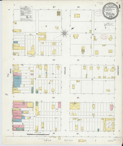 Sanborn Fire Insurance Map from Sterling, Logan County, Colorado (1899), Sheet #0001 - Complete Map Set gallery image, historic Sanborn map, vintage wall art, Colorado Colorado