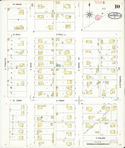 Sanborn Fire Insurance Map from Centerville, Appanoose County, Iowa (1907), Sheet #0010 - Historic Sanborn Fire Insurance Map Print