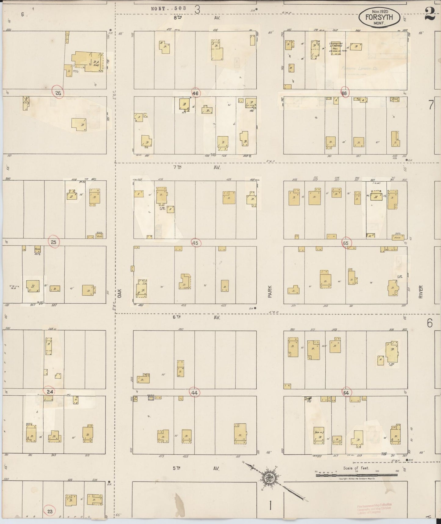 Sanborn Fire Insurance Map from Forsyth, Rosebud County, Montana (1941), Sheet #0002 - Complete Map Set gallery image, historic Sanborn map, vintage wall art, Montana Montana