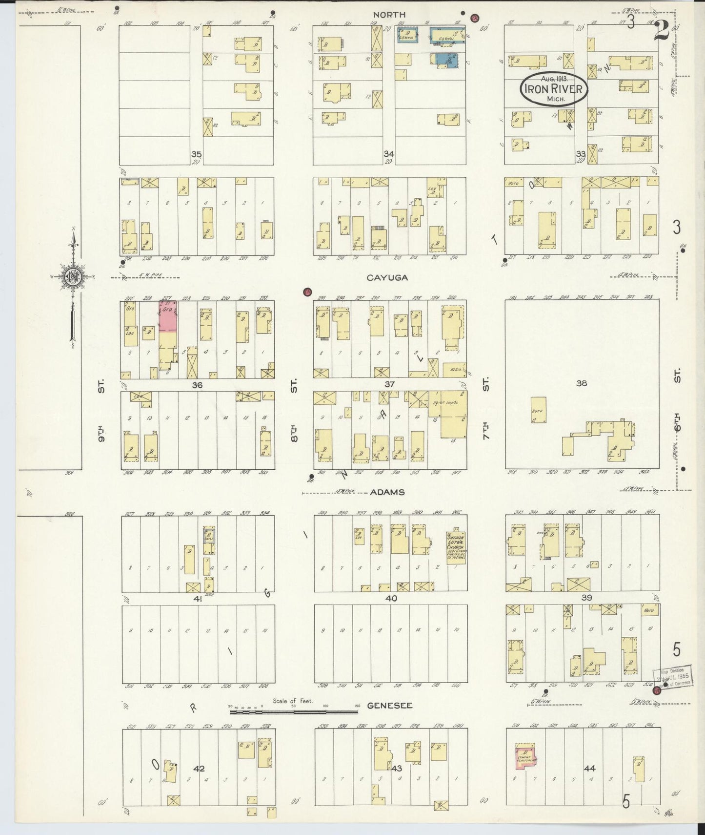 Sanborn Fire Insurance Map from Iron River, Iron County, Michigan (1913), Sheet #0002 - Complete Map Set gallery image, historic Sanborn map, vintage wall art, Michigan Michigan