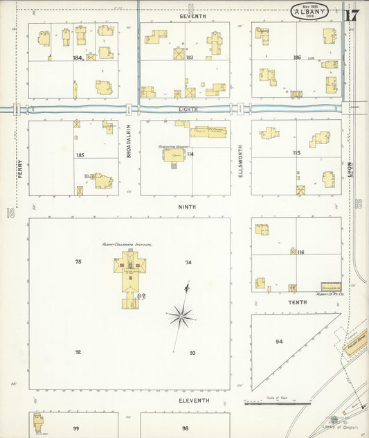 Sanborn Fire Insurance Map from Albany, Linn County, Oregon (1895), Sheet #0017 - Historic Sanborn Fire Insurance Map Print, vintage old map wall art, antique decor, genealogy gift, Oregon Oregon map
