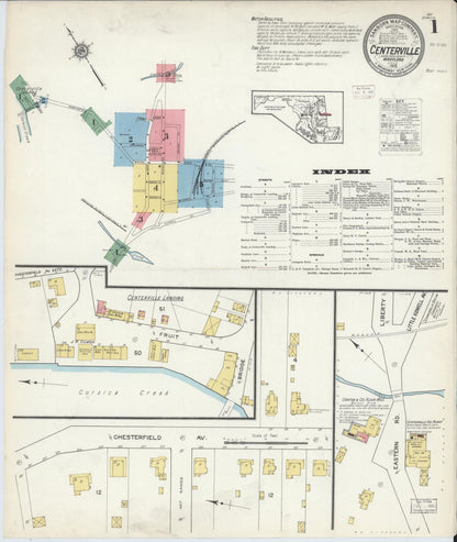 Sanborn Fire Insurance Map from Centreville, Queen Anne's County, Maryland (1915), Sheet #0001 - Complete Map Set gallery image, historic Sanborn map, vintage wall art, Maryland Maryland