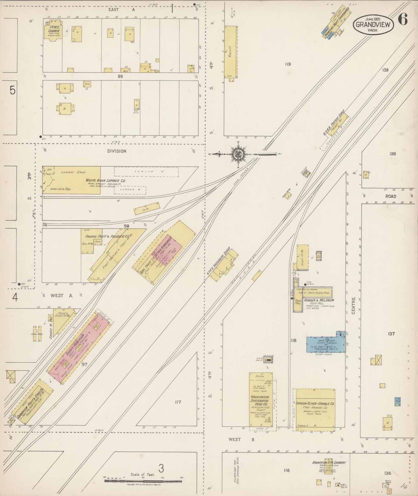 Sanborn Fire Insurance Map from Grandview, Yakima County, Washington (1920), Sheet #0006 - Complete Map Set gallery image, historic Sanborn map, vintage wall art, Washington Washington