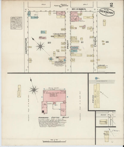Sanborn Fire Insurance Map from Newberry, Newberry County, South Carolina (1884), Sheet #0002 - Complete Map Set gallery image, historic Sanborn map, vintage wall art, South Carolina South Carolina
