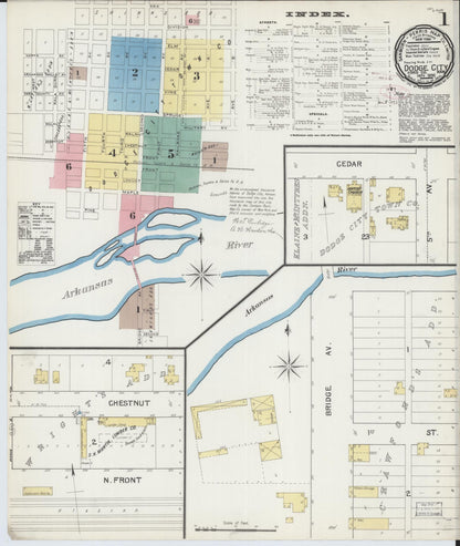 Sanborn Fire Insurance Map from Dodge City, Ford County, Kansas (1892), Sheet #0001 - Complete Map Set gallery image, historic Sanborn map, vintage wall art, Kansas Kansas