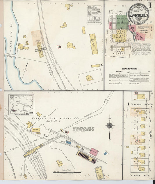 Sanborn Fire Insurance Map from Diamondville, Lincoln County, Wyoming (1930), Sheet #0001 - Complete Map Set gallery image, historic Sanborn map, vintage wall art, Wyoming Wyoming