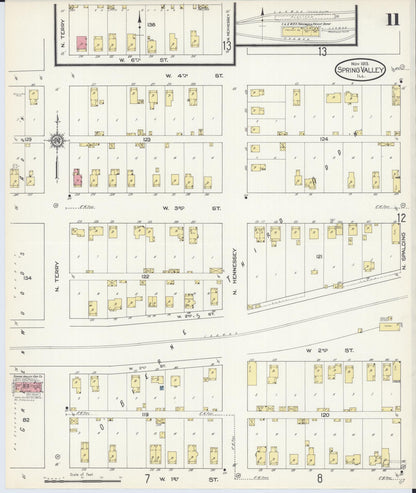 Sanborn Fire Insurance Map from Spring Valley, Bureau County, Illinois (1913), Sheet #0011 - Historic Sanborn Fire Insurance Map Print, vintage old map wall art, antique decor, genealogy gift, Illinois Illinois map