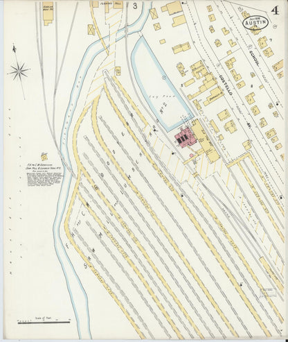 Sanborn Fire Insurance Map from Austin, Potter County, Pennsylvania (1898), Sheet #0004 - Historic Sanborn Fire Insurance Map Print, vintage old map wall art, antique decor, genealogy gift, Pennsylvania Pennsylvania map