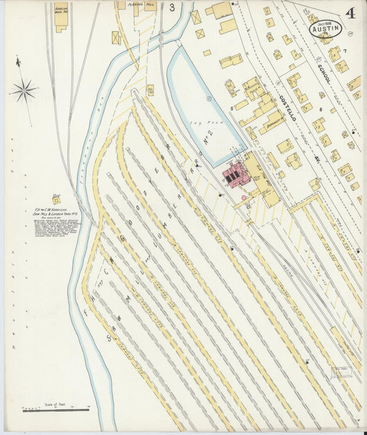 Sanborn Fire Insurance Map from Austin, Potter County, Pennsylvania (1898), Sheet #0004 - Historic Sanborn Fire Insurance Map Print, vintage old map wall art, antique decor, genealogy gift, Pennsylvania Pennsylvania map