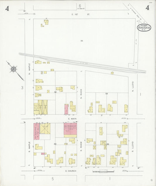 Sanborn Fire Insurance Map from Ahoskie, Hertford County, North Carolina (1930), Sheet #0004 - Historic Sanborn Fire Insurance Map Print, vintage old map wall art, antique decor, genealogy gift, North Carolina North Carolina map