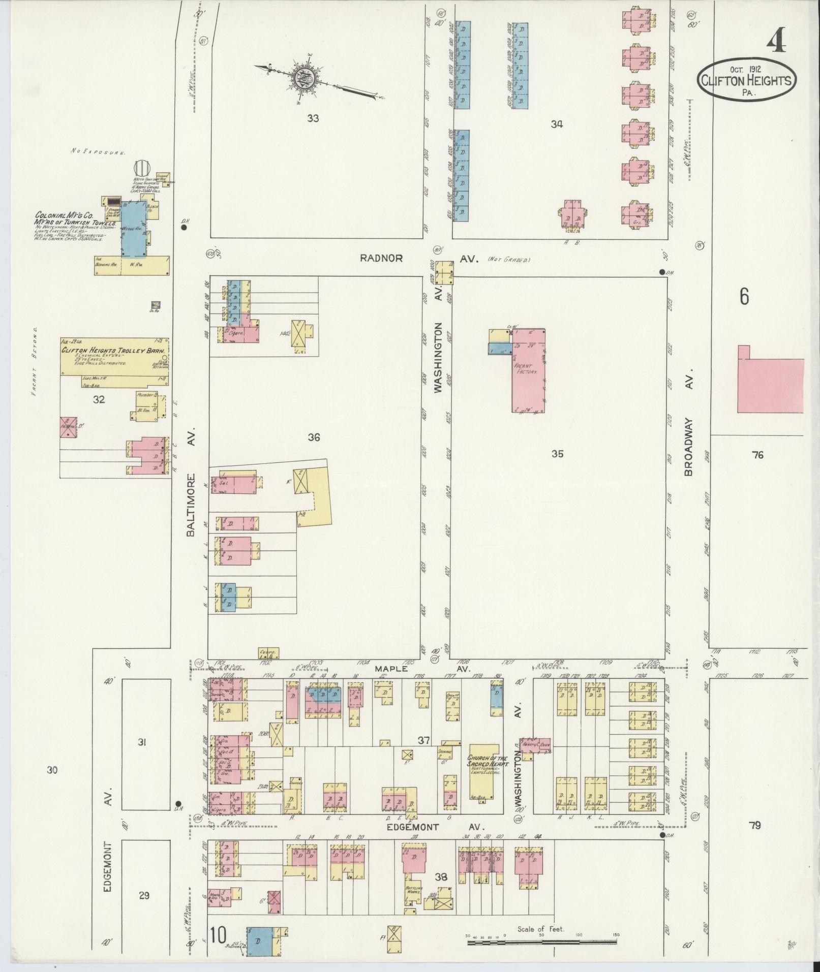 Sanborn Fire Insurance Map from Clifton Heights, Delaware County, Pennsylvania (1912), Sheet #0004 - Complete Map Set gallery image, historic Sanborn map, vintage wall art, Pennsylvania Pennsylvania