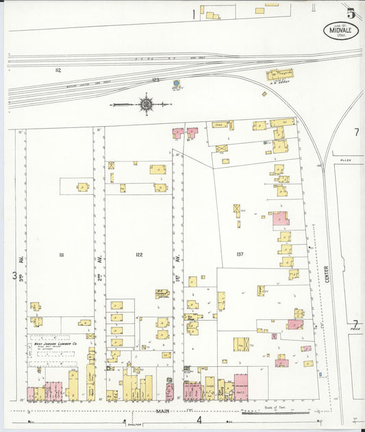Sanborn Fire Insurance Map from Midvale, Salt Lake County, Utah (1911), Sheet #0005 - Historic Sanborn Fire Insurance Map Print, vintage old map wall art, antique decor, genealogy gift, Utah Utah map