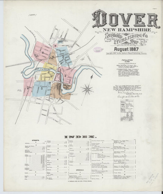 Sanborn Fire Insurance Map from Dover, Strafford County, New Hampshire (1889), Sheet #0001 - Complete Map Set gallery image, historic Sanborn map, vintage wall art, New Hampshire New Hampshire