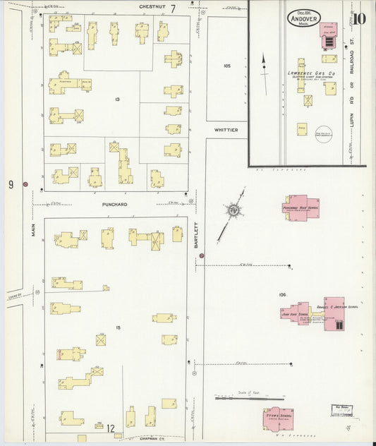 Sanborn Fire Insurance Map from Andover, Essex County, Massachusetts (1911), Sheet #0010 - Historic Sanborn Fire Insurance Map Print, vintage old map wall art, antique decor, genealogy gift, Massachusetts Massachusetts map
