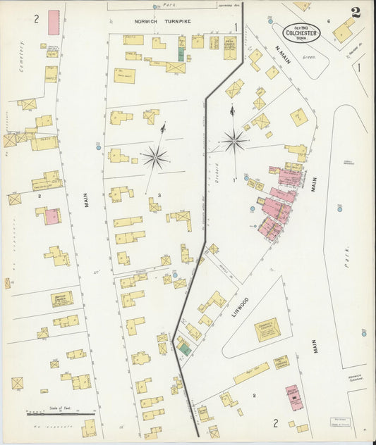 Sanborn Fire Insurance Map from Colchester, New London County, Connecticut (1903), Sheet #0002 - Historic Sanborn Fire Insurance Map Print, vintage old map wall art, antique decor, genealogy gift, Connecticut Connecticut map