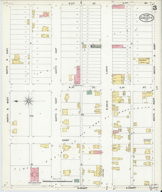 Sanborn Fire Insurance Map from Gas City, Grant County, Indiana (1904), Sheet #0003 - Historic Sanborn Fire Insurance Map Print, vintage old map wall art, antique decor, genealogy gift, Indiana Indiana map