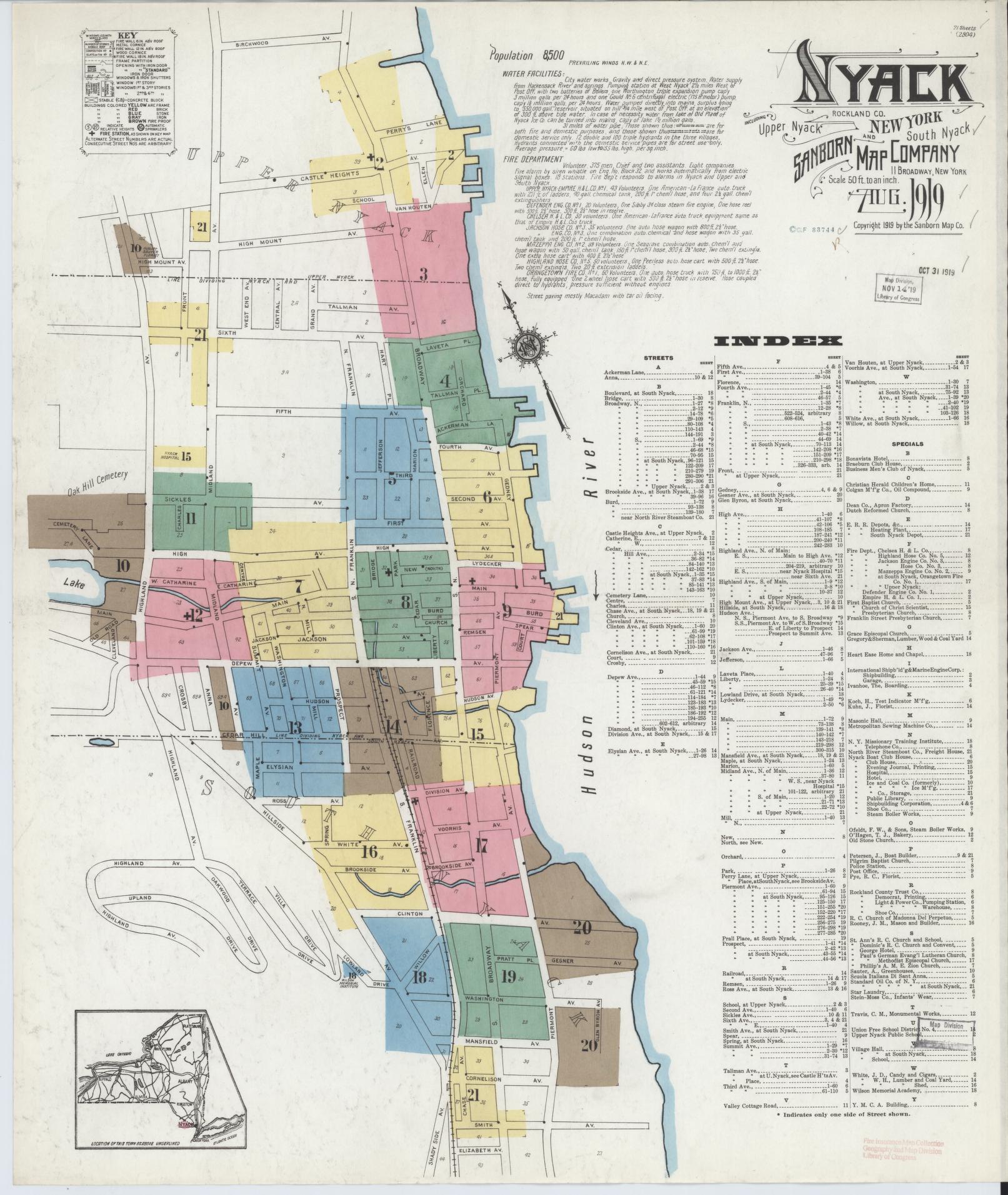 Sanborn Fire Insurance Map from Nyack, Rockland County, New York. (1919), Sheet #0000
