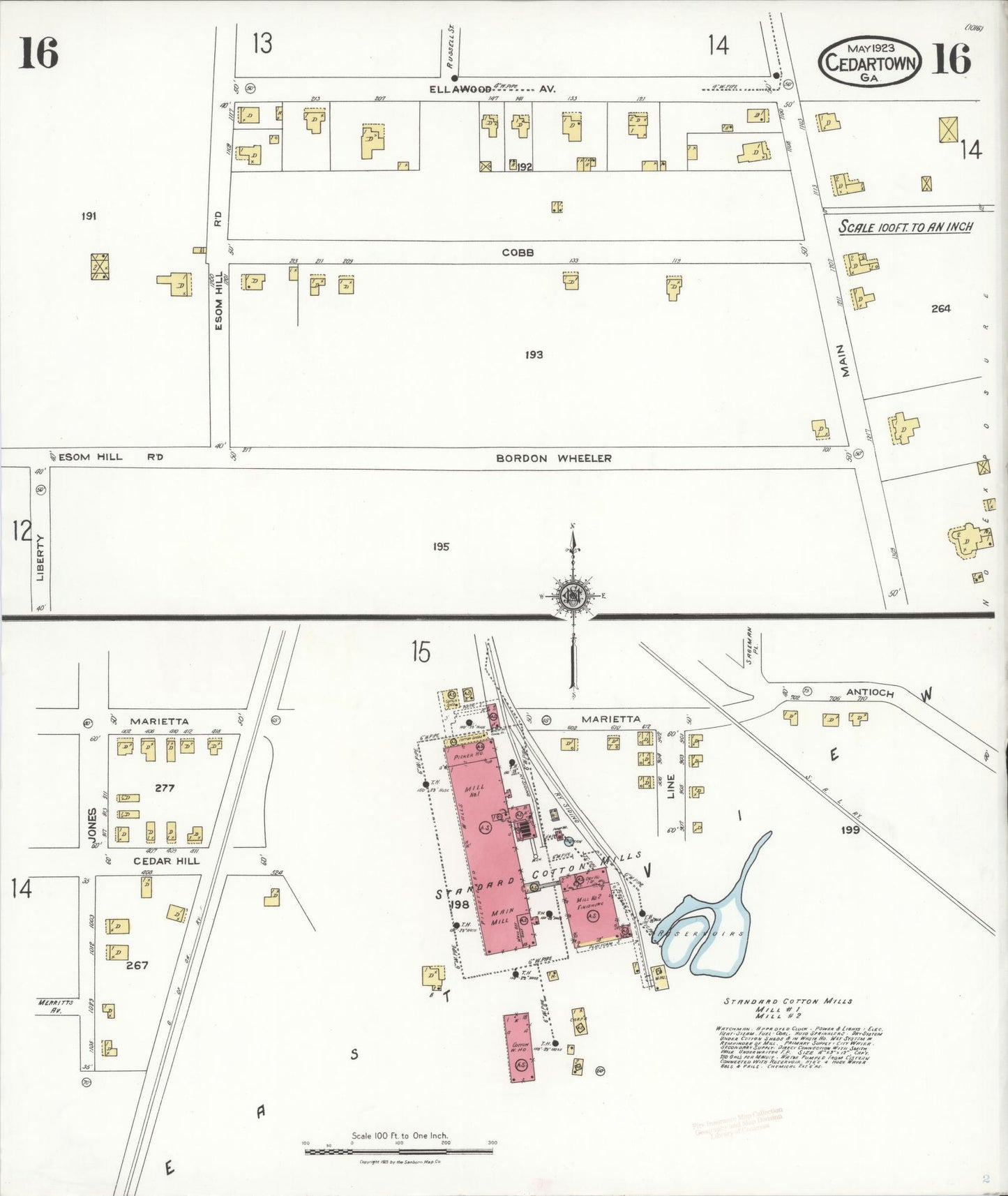Sanborn Fire Insurance Map from Cedartown, Polk County, Georgia (1923), Sheet #0016 - Complete Map Set gallery image, historic Sanborn map, vintage wall art, Georgia Georgia
