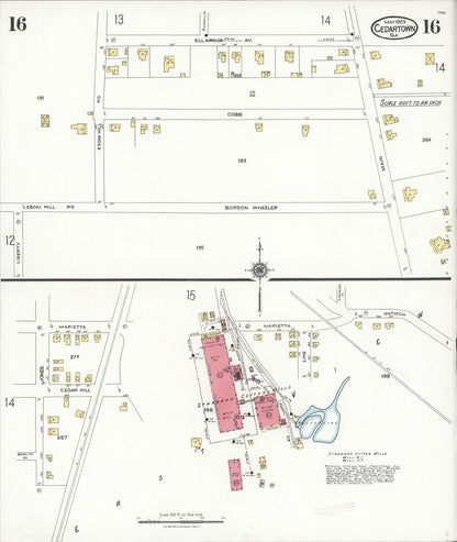 Sanborn Fire Insurance Map from Cedartown, Polk County, Georgia (1923), Sheet #0016 - Complete Map Set gallery image, historic Sanborn map, vintage wall art, Georgia Georgia