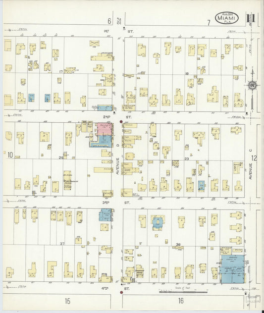 Sanborn Fire Insurance Map from Miami, Dade County, Florida (1914), Sheet #0011 - Historic Sanborn Fire Insurance Map Print, vintage old map wall art, antique decor, genealogy gift, Florida Florida map