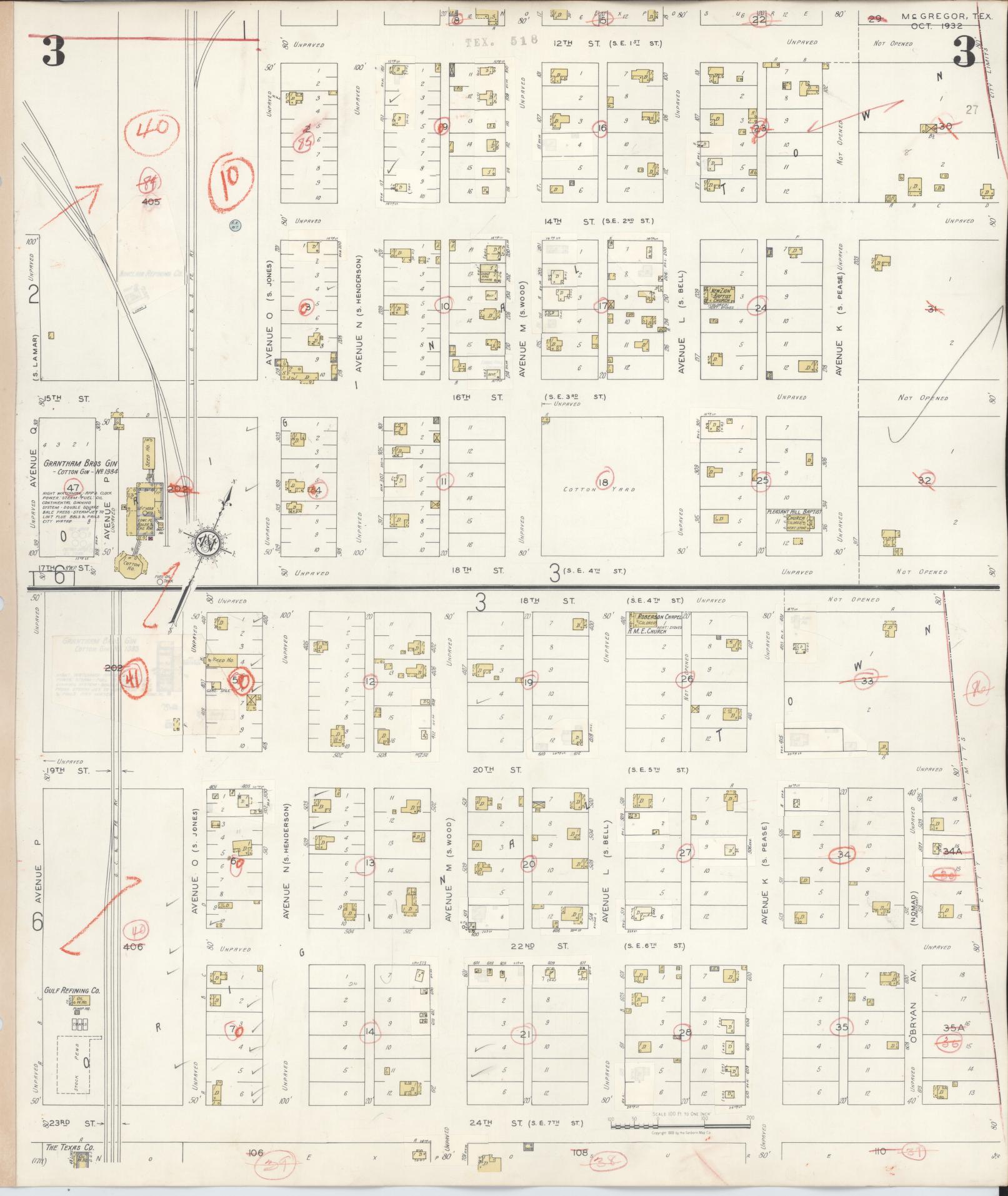 Sanborn Fire Insurance Map from McGregor, McLennan County, Texas (1942), Sheet #0003 - Historic Sanborn Fire Insurance Map Print, vintage old map wall art, antique decor, genealogy gift, Texas Texas map