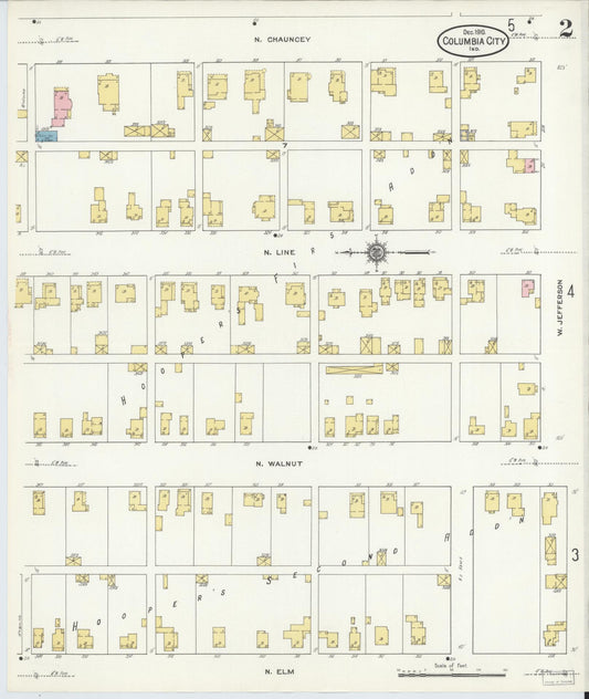 Sanborn Fire Insurance Map from Columbia City, Whitley County, Indiana (1910), Sheet #0002 - Historic Sanborn Fire Insurance Map Print, vintage old map wall art, antique decor, genealogy gift, Indiana Indiana map