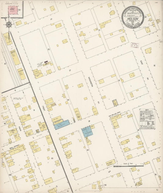 Sanborn Fire Insurance Map from Molson, Okanogan County, Washington (1915), Sheet #0001 - Historic Sanborn Fire Insurance Map Print, vintage old map wall art, antique decor, genealogy gift, Washington Washington map