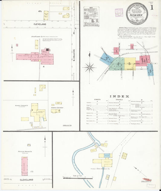 Sanborn Fire Insurance Map from Newark, New Castle County, Delaware (1907), Sheet #0001 - Historic Sanborn Fire Insurance Map Print, vintage old map wall art, antique decor, genealogy gift, Delaware Delaware map