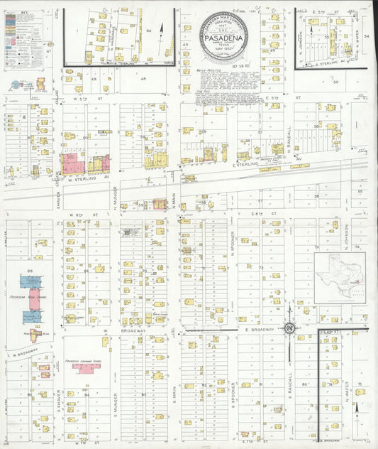 Sanborn Fire Insurance Map from Pasadena, Harris County, Texas (1932), Sheet #0001 - Historic Sanborn Fire Insurance Map Print, vintage old map wall art, antique decor, genealogy gift, Texas Texas map