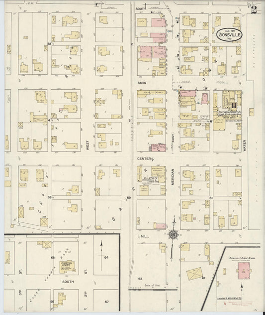 Sanborn Fire Insurance Map from Zionsville, Boone County, Indiana (1910), Sheet #0002 - Historic Sanborn Fire Insurance Map Print, vintage old map wall art, antique decor, genealogy gift, Indiana Indiana map