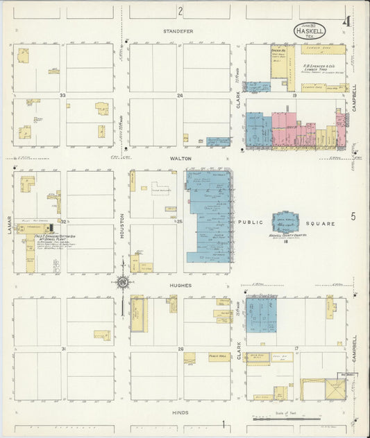 Sanborn Fire Insurance Map from Haskell, Haskell County, Texas (1913), Sheet #0004 - Historic Sanborn Fire Insurance Map Print, vintage old map wall art, antique decor, genealogy gift, Texas Texas map