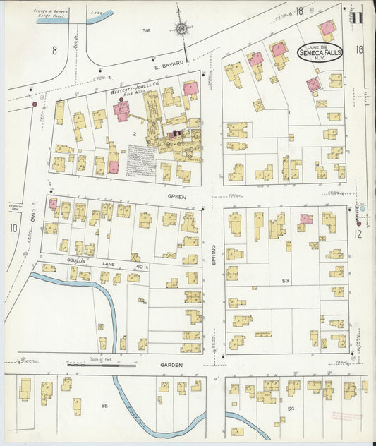 Sanborn Fire Insurance Map from Seneca Falls, Seneca County, New York (1916), Sheet #0011 - Historic Sanborn Fire Insurance Map Print, vintage old map wall art, antique decor, genealogy gift, New York New York map