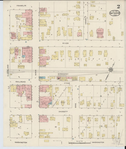 Sanborn Fire Insurance Map from Antwerp, Paulding County, Ohio (1915), Sheet #0002 - Complete Map Set gallery image, historic Sanborn map, vintage wall art, Ohio Ohio