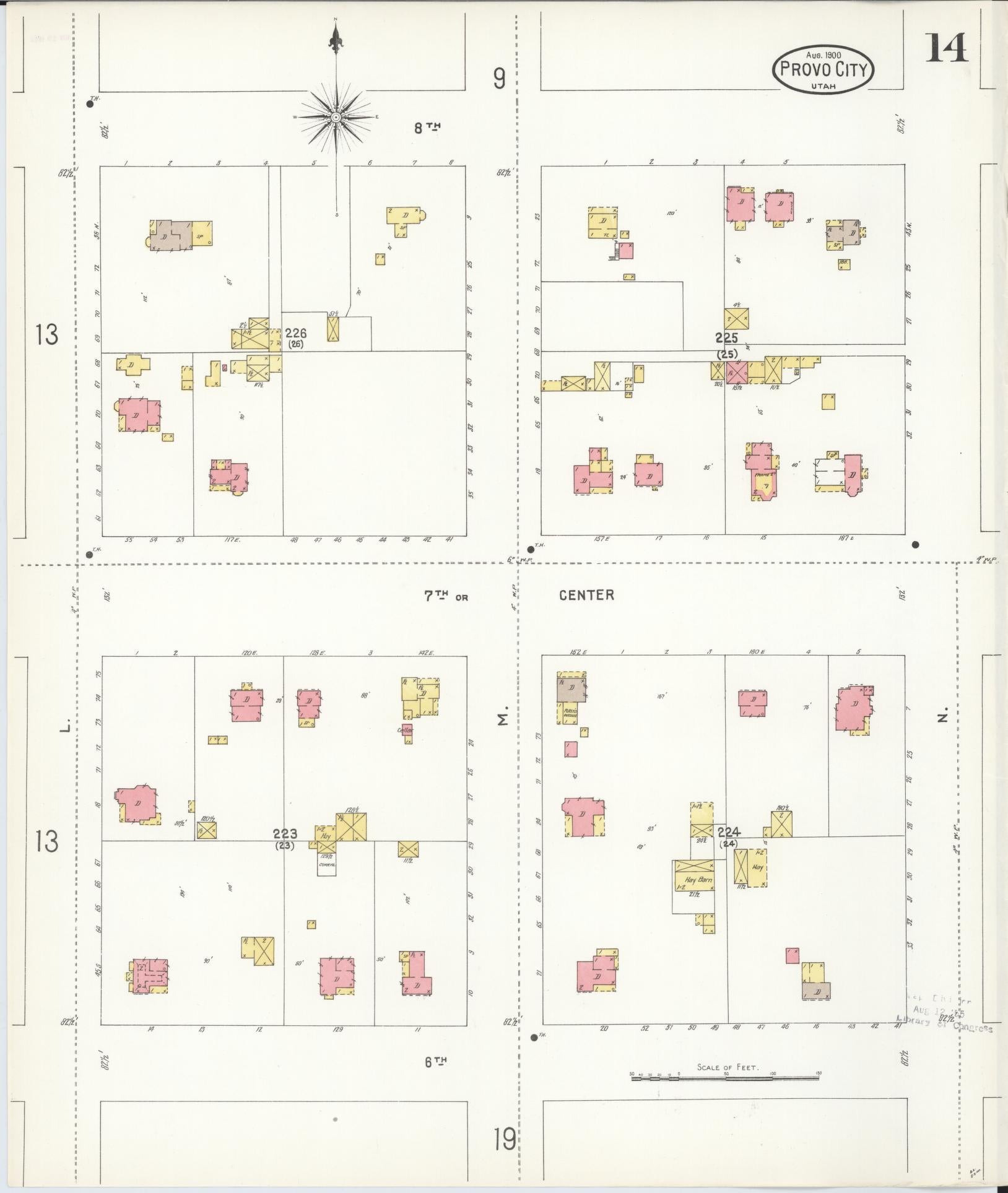 Sanborn Fire Insurance Map from Provo, Utah County, Utah (1900), Sheet #0014 - Complete Map Set gallery image, historic Sanborn map, vintage wall art, Provo Utah