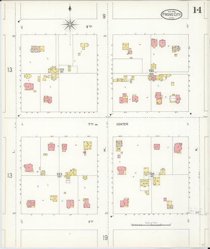 Sanborn Fire Insurance Map from Provo, Utah County, Utah (1900), Sheet #0014 - Complete Map Set gallery image, historic Sanborn map, vintage wall art, Provo Utah