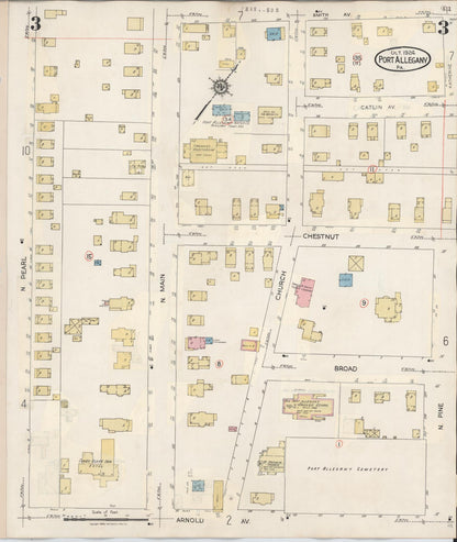 Sanborn Fire Insurance Map from Port Allegany, McKean County, Pennsylvania (1940), Sheet #0003 - Historic Sanborn Fire Insurance Map Print, vintage old map wall art, antique decor, genealogy gift, Pennsylvania Pennsylvania map