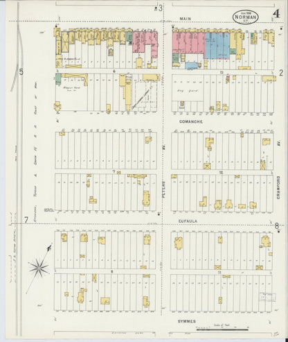 Sanborn Fire Insurance Map from Norman, Cleveland County, Oklahoma (1898), Sheet #0004 - Complete Map Set gallery image, historic Sanborn map, vintage wall art, Oklahoma Oklahoma