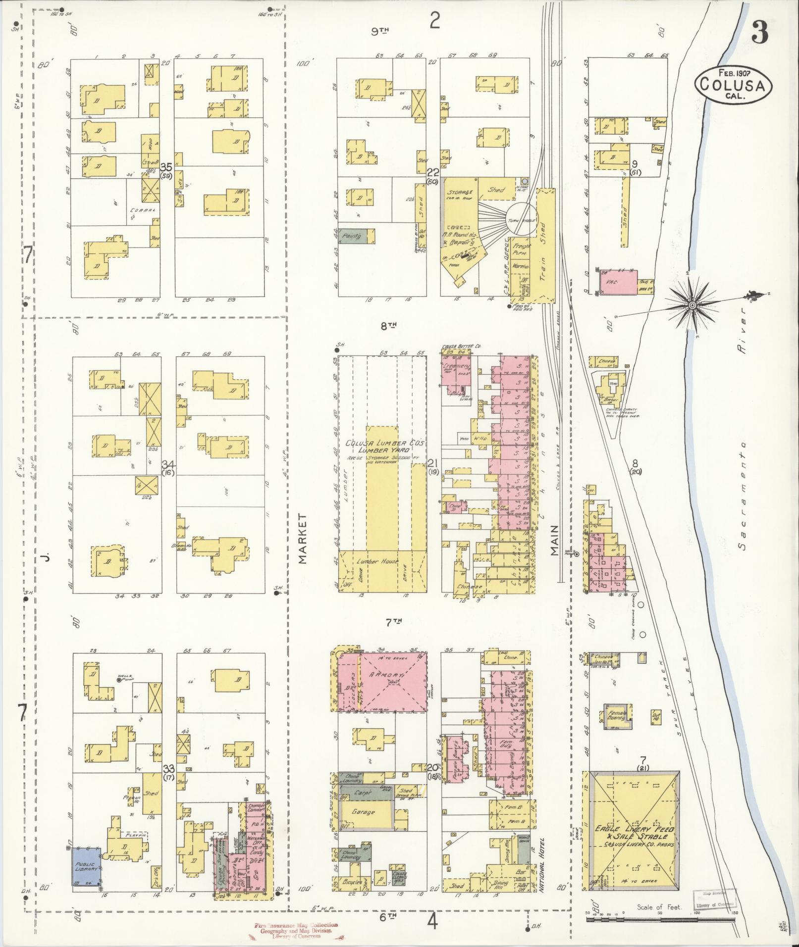 Sanborn Fire Insurance Map from Colusa, Colusa County, California (1907), Sheet #0003 - Historic Sanborn Fire Insurance Map Print, vintage old map wall art, antique decor, genealogy gift, California California map