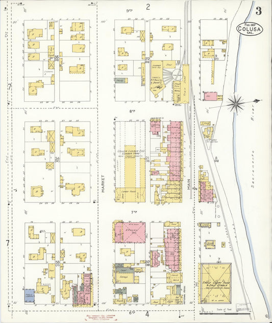 Sanborn Fire Insurance Map from Colusa, Colusa County, California (1907), Sheet #0003 - Historic Sanborn Fire Insurance Map Print, vintage old map wall art, antique decor, genealogy gift, California California map