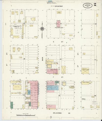 Sanborn Fire Insurance Map from Okeene, Blaine County, Oklahoma (1910), Sheet #0002 - Complete Map Set gallery image, historic Sanborn map, vintage wall art, Oklahoma Oklahoma