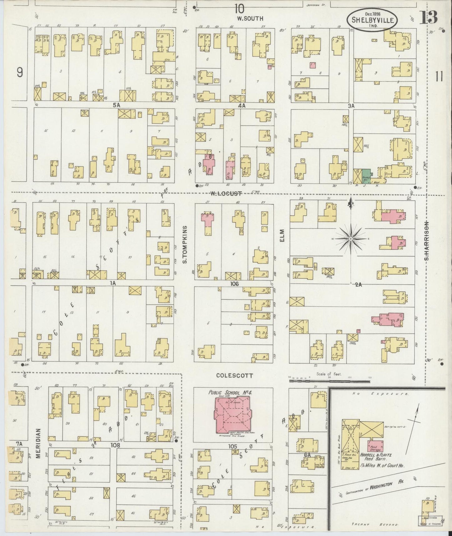Sanborn Fire Insurance Map from Shelbyville, Shelby County, Indiana (1898), Sheet #0013 - Complete Map Set gallery image, historic Sanborn map, vintage wall art, Indiana Indiana