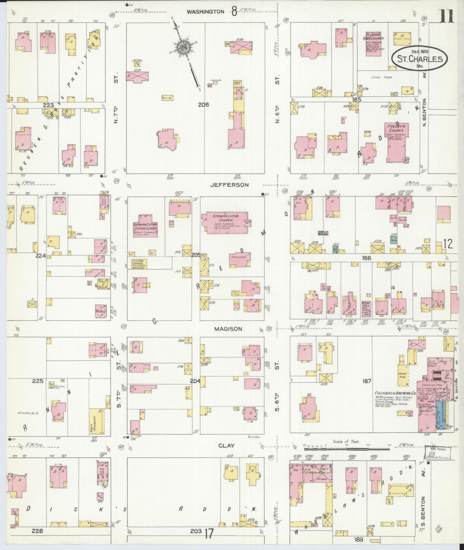 Sanborn Fire Insurance Map from Saint Charles, Saint Charles County, Missouri (1909), Sheet #0011 - Complete Map Set gallery image, historic Sanborn map, vintage wall art, Missouri Missouri