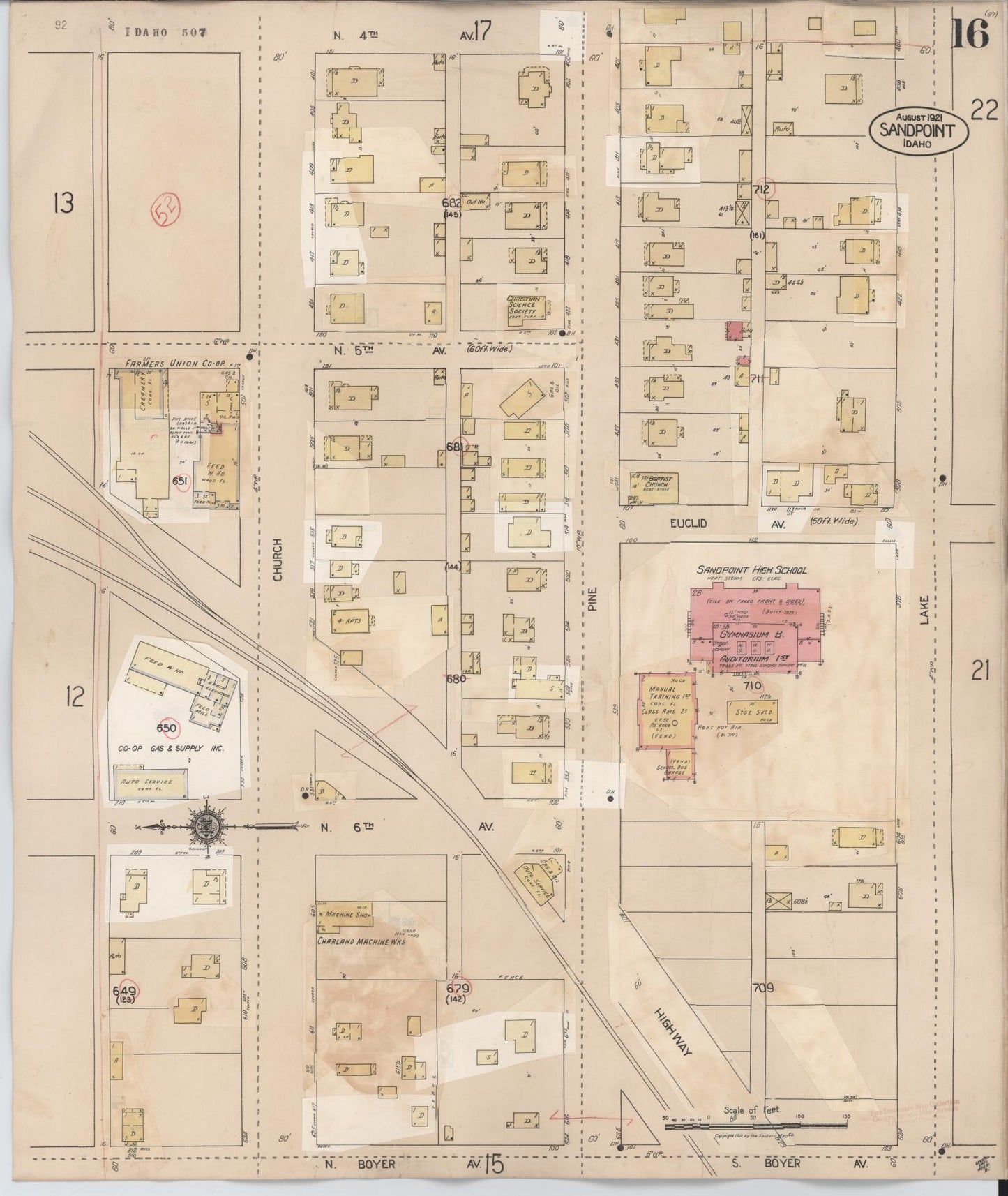 Sanborn Fire Insurance Map from Sandpoint, Bonner County, Idaho (1948), Sheet #0016 - Complete Map Set gallery image, historic Sanborn map, vintage wall art, Idaho Idaho
