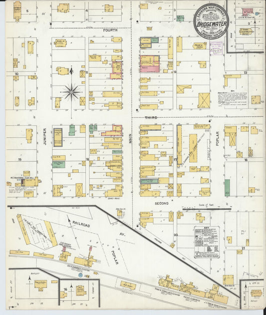 Sanborn Fire Insurance Map from Bridgewater, McCook County, South Dakota (1904), Sheet #0001 - Historic Sanborn Fire Insurance Map Print, vintage old map wall art, antique decor, genealogy gift, South Dakota South Dakota map
